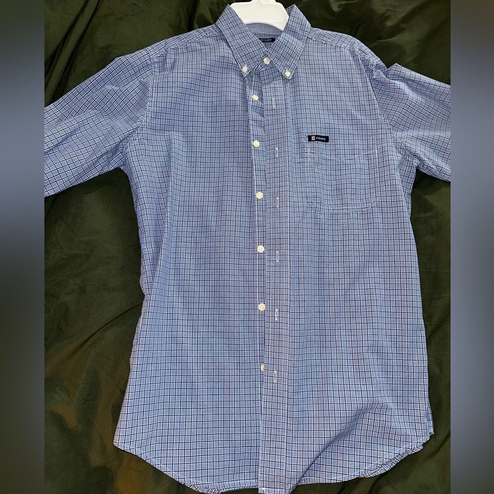 Blue Checkered Button Up Shirt - Chaps